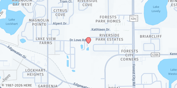 Map showing Genesis Spanish Seventh-Day Adventist Church at 3400 Dr Love Rd., Orlando, FL