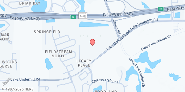 Map showing Global Light, Inc. at 10967 Lake Underhill Road, Orlando, FL