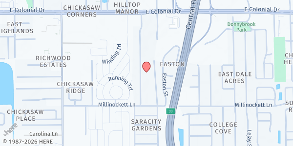 Map showing God's Pantry @ Bethel Christian Church at 1425 Renee Ave., Orlando, FL