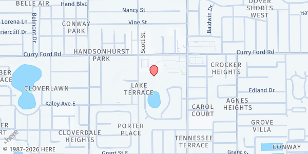 Map showing Grace Covenant Presbyterian Church at 1655 Peel Ave., Orlando, FL