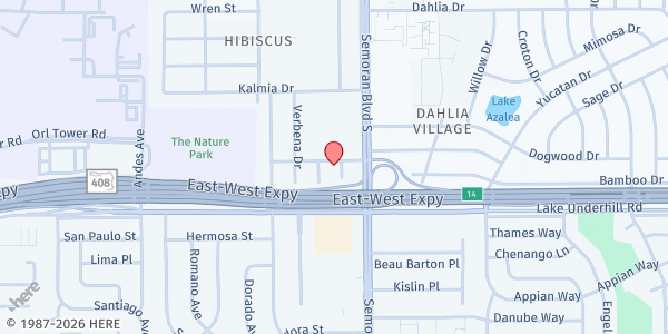Map showing Hands to the Needy at 300 S Solandra Drive, Orlando, FL