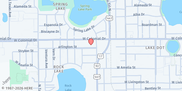 Map showing Haven of Hope Ministries at 1310 W. Colonial Dr. Suite 25, Orlando, FL