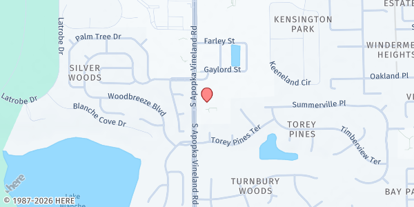 Map showing Holy Family Catholic Church at 5125 South Apopka - Vineland Road, Orlando, FL