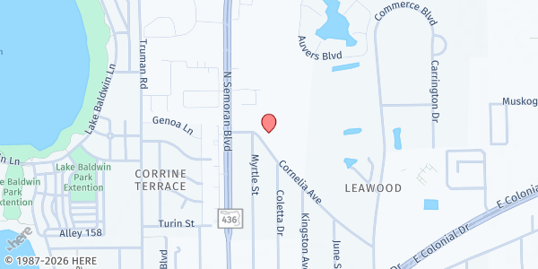 Map showing Iglesia Bautista El Camino at 5815 Cornelia Avenue, Orlando, FL