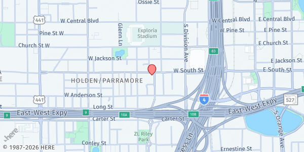 Map showing Infinite Zion Farms at 626 W. South St., Orlando, FL