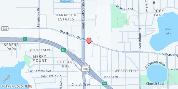 Map showing International Harvest Food Pantry at 2740 Old Winter Garden Rd, Orlando, FL