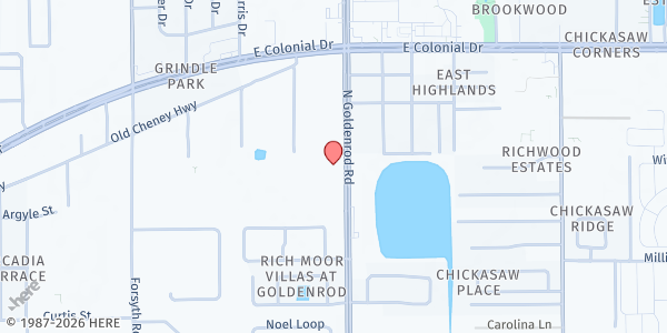 Map showing Islamic Society of Central Florida - North Goldenrod at 1460 N Goldenrod Road, Orlando, FL