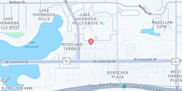 Map showing Judah Ministries Impact at 7649 W. Colonial Drive, Orlando, FL