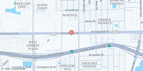 Map showing Kings Alliance Community Development Corporation at 6328 W Colonial Dr., Orlando, FL