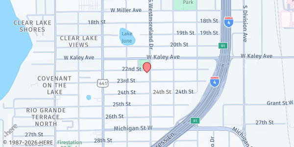 Map showing Kings Way Baptist Church at 1000 22nd Street, Orlando, FL