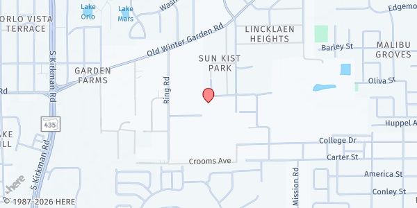 Map showing Mt. Sinai Missionary Baptist Church at 5200 W. South St., Orlando, FL