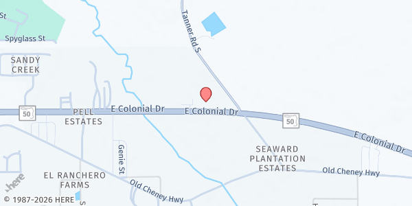 Map showing New Beginning Children Aid Mission at 15695 E. Colonial Dr., Orlando, FL