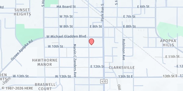 Map showing New Hope Missionary Baptist Church at 927 S Central Ave, Orlando, FL