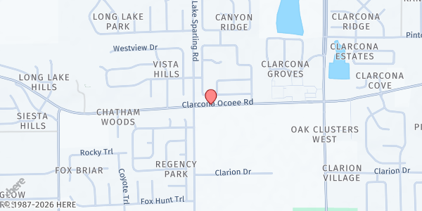 Map showing Orlando Christian Church at 5850 Clarcona Ocoee Rd, Orlando, FL