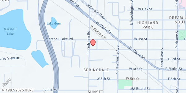 Map showing Patmos Chapel Community Service Center at 110 Athletes Row, Orlando, FL