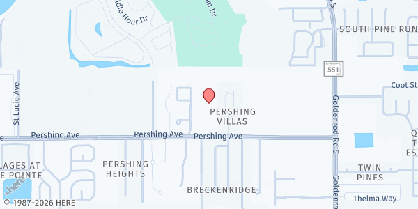 Map showing Potters House / Iglesia Casa Del Alfarero at 7051 Pershing Ave., Orlando, FL