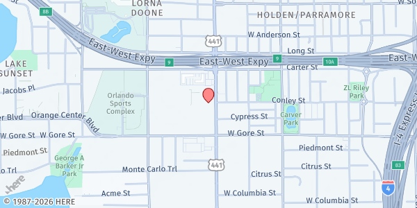 Map showing Rhema Breath of Life Ministry at 750 S. Orange Blossom Trail Ste 202, Orlando, FL