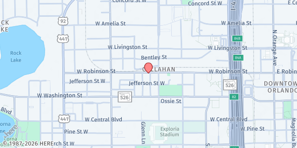 Map showing Serenity's Grace at 716 W. Robinson St., Orlando, FL