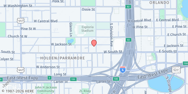 Map showing Shiloh Baptist Church at 604 W. Jackson St., Orlando, FL