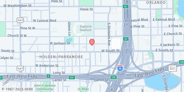 Map showing Shiloh Baptist Church of Orlando at 604 W. Jackson St., Orlando, FL