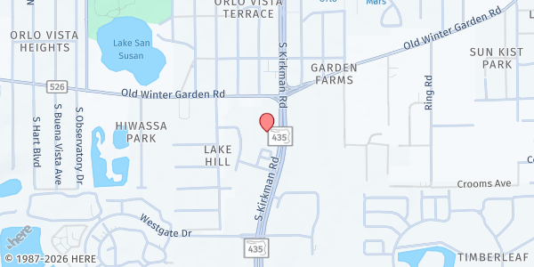 Map showing Solid Rock United Methodist Church at 440 S Kirkman Rd, Orlando, FL