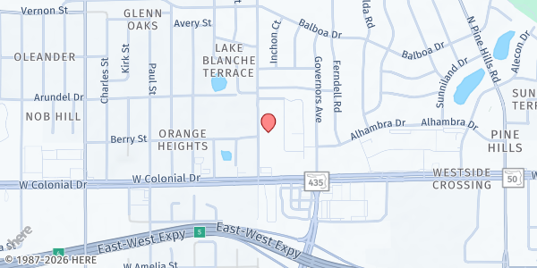 Map showing St. Andrew Catholic Church at 801 Hastings Street, Orlando, FL