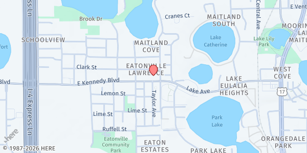 Map showing St. Lawrence AME at 549 East Kennedy Blvd., Orlando, FL