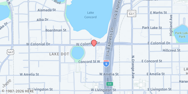 Map showing The Salvation Army - Orlando at 400 W. Colonial Dr., Orlando, FL