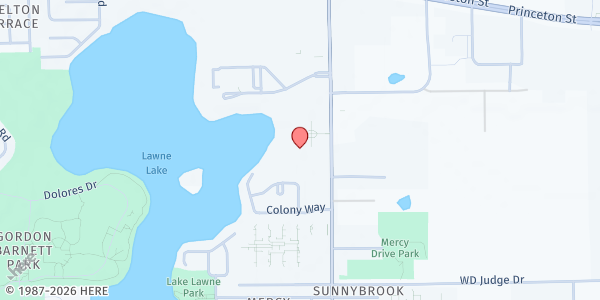 Map showing True Vision In Christ Church at 1704 Mercy Drive, Orlando, FL