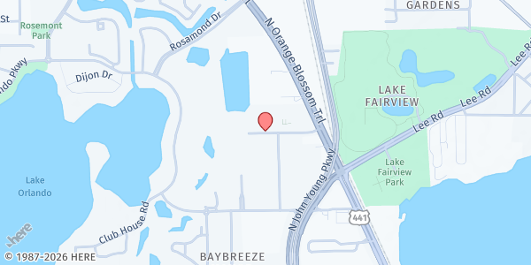 Map showing United Heart Church for Nations at 3467 Parkway Center Ct, Orlando, FL