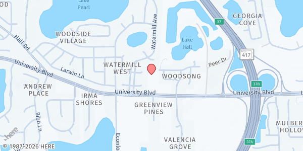 Map showing University SDA Church at 9191 University Blvd., Orlando, FL