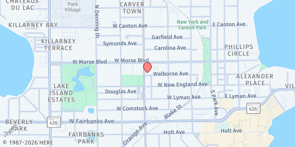 Map showing Ward Chapel A.M.E. Church at 160 South Pennsylvania Avenue, Orlando, FL