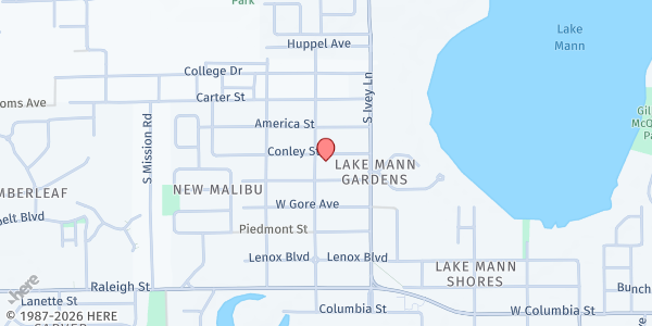 Map showing Washington Park Church of God at 4454 Conley St., Orlando, FL