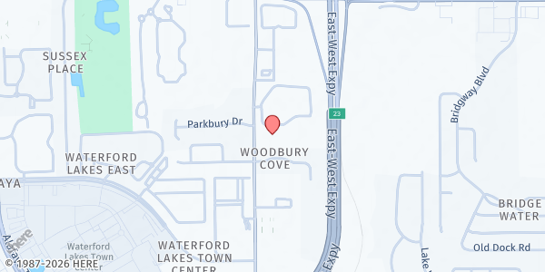 Map showing Woodbury Presbyterian Church at 1501 Woodbury Rd., Orlando, FL