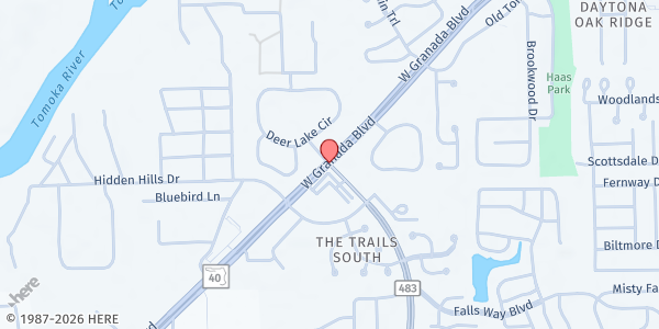 Map showing HUM - Mobile Bus (Granada and Clyde Morris) at Granada and Clyde Morris, Ormond Beach, FL