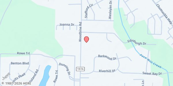 Map showing Woodbine United Methodist Church at 5200 Woodbine Rd., Pace, FL