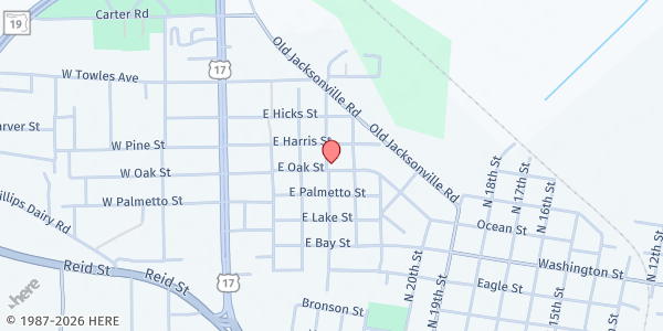 Map showing Mt. Carmel Community Resource Center at 400 E. Oak St., Palatka, FL