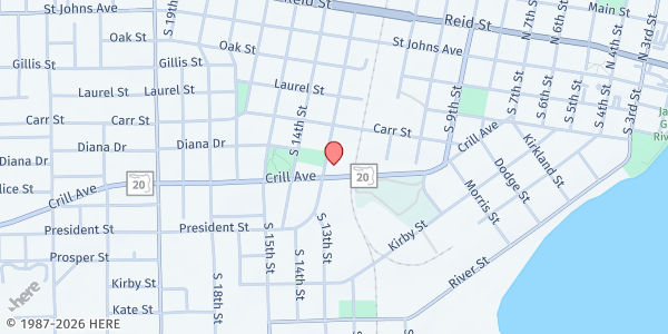 Map showing Sharing Putnam's Bounty FKA Heart of Putnam Food Pantry; Inc. at 521 S. 13th St., Palatka, FL