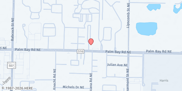 Map showing New Covenant Church of God 7th Day at 2115 Palm Bay Rd. NE, Palm Bay, FL
