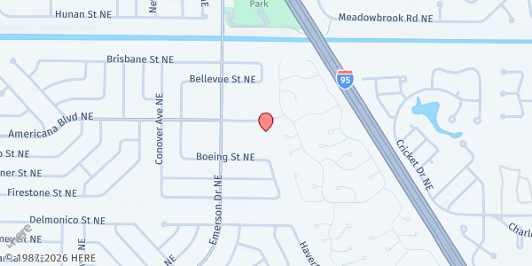 Map showing Palm Bay SDA Church at 1000 Americana Blvd. NE, Palm Bay, FL