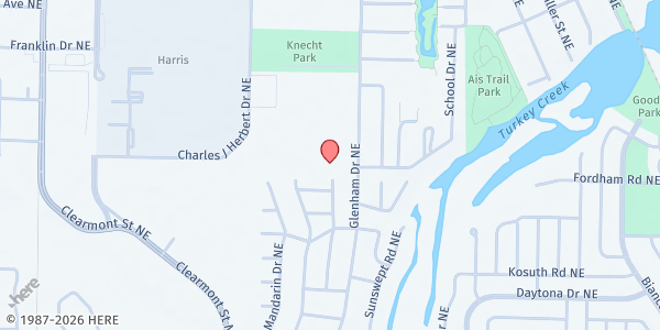 Map showing Peniel SDA Church of Palm Bay at 1200 Glenham Dr. NE, Palm Bay, FL