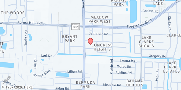 Map showing ICA Gracia & Restauracion at 1900 S Congress Ave, Palm Springs, FL