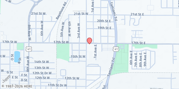 Map showing AM/FM at 119 17th Street W, Palmetto, FL