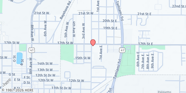 Map showing AM/FM - Palmetto at 119 17th Street West, Palmetto, FL