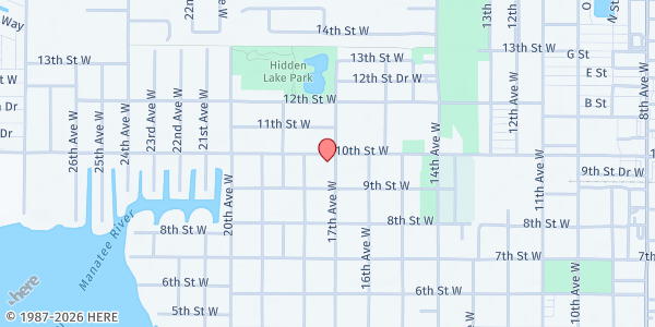 Map showing Church of Hope at 1701 10th St W, Palmetto, FL