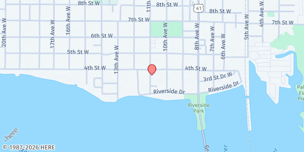 Map showing First UMC Palmetto at 330 11th Ave W, Palmetto, FL