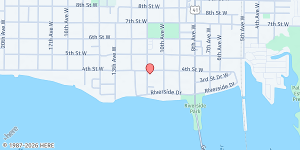 Map showing First UMC Palmetto at 330 11th Ave. W., Palmetto, FL