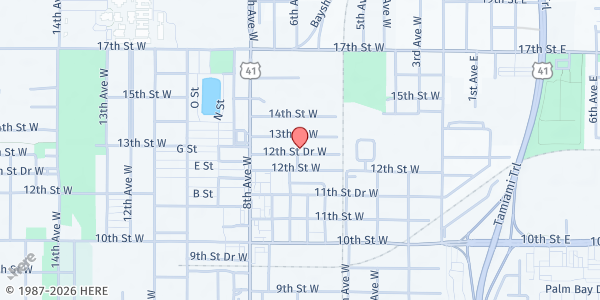 Map showing Greater St. Luke Primitive Baptist at 540 12th Street Drive West, Palmetto, FL