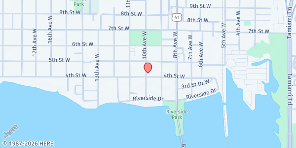 Map showing Life Changers International at 406 10th Ave W, Palmetto, FL