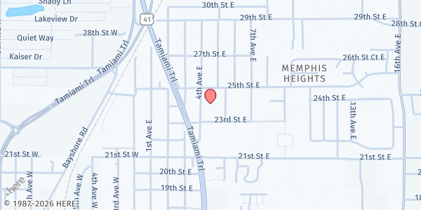 Map showing Mt. Raymond at 2410 4th Ave, Palmetto, FL